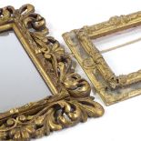 A carved gilt-wood framed wall mirror, overall dimensions 17" x 14", and a small carved gilt and