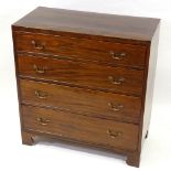 A George III mahogany square chest of 4 long drawers, width 3'1", height 3'3"