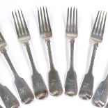 A set of 12 Victorian silver fiddle pattern dinner forks, by John Walton, hallmarks Newcastle