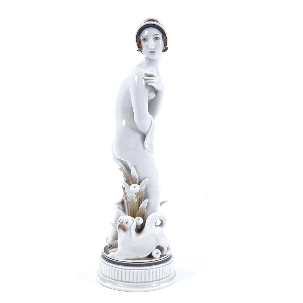 Royal Copenhagen porcelain figure of Suzanna, by Arno Malinowski circa 1924, model no. 12454, height