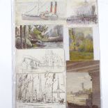 Attributed to William Luscombe Pare (1875 - 1932), 7 watercolours and sketches, largest 5.25" x