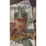 David Tindle, oil on metal, still life cactus, 9" x 5", framed Perfect condition, original frame