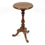 A Victorian mahogany wine table on tripod base, 14.5" across