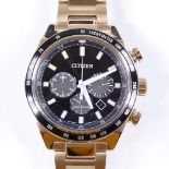 CITIZEN - a gold plated stainless steel Eco-Drive quartz chronograph wristwatch, ref. B620-