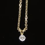 An 18ct gold 0.36ct solitaire diamond pendant necklace, on 9ct chain, hallmarks London 2001, pendant