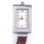 An Art Deco Swiss silver P Didisheim fob lapel watch, 15 jewel mechanical movement with green