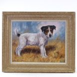 John Trickett (born 1952), oil on canvas, Terrier puppy, signed, 14" x 18", framed Perfect