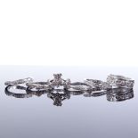 6 sterling silver rings, including diamond set promise, engagement and wedding ring set, etc., 17.3g