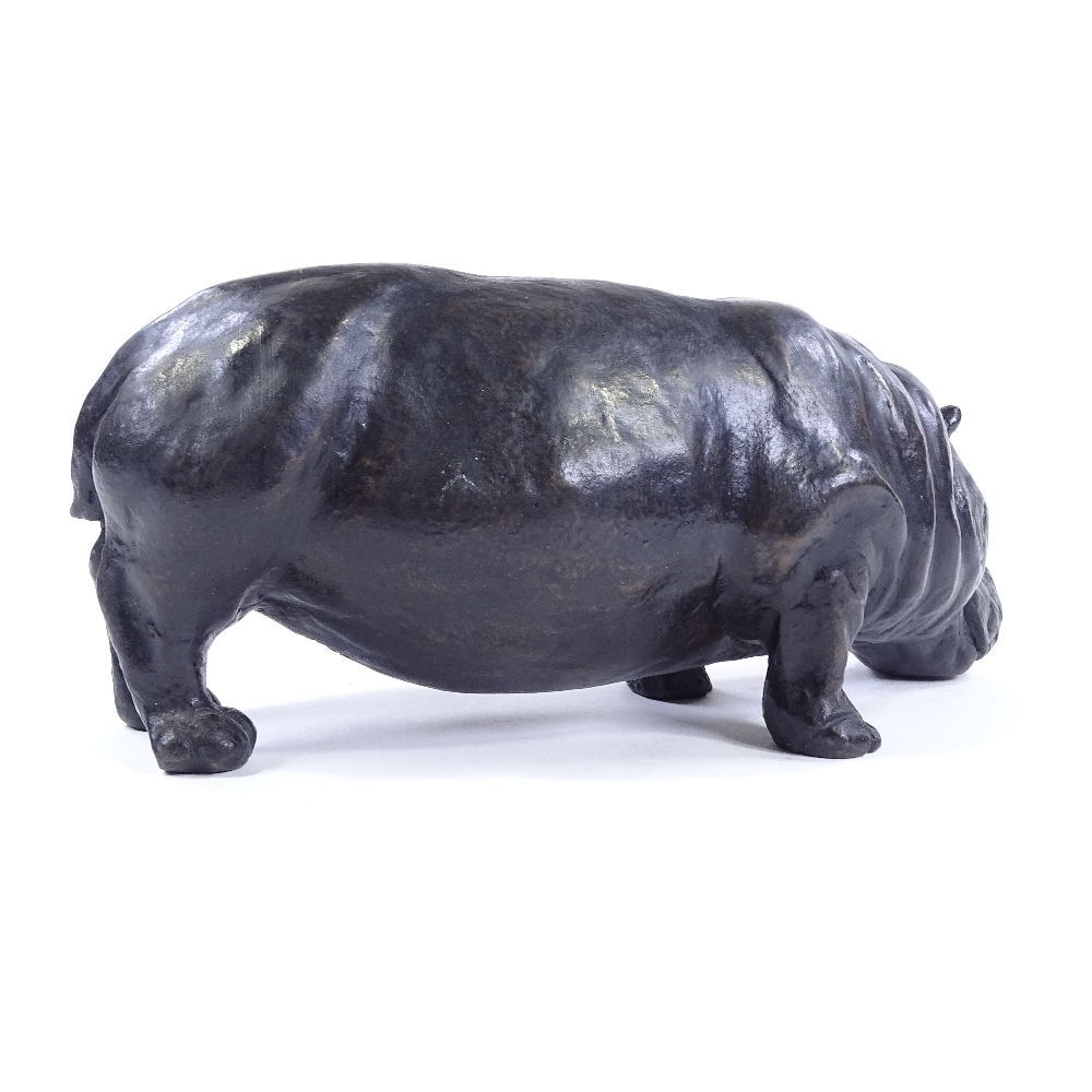 Rosalie Johnson, cold cast bronze, Grazing Hippo, limited edition no. 57/150, signed, length 30cm, - Image 2 of 4