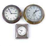 3 early 20th century car dashboard clocks, all with 8 day mechanical movements, largest overall