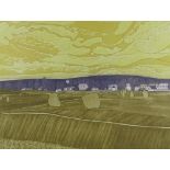 John Brunsdon, coloured etching, Avebury, signed in pencil, no. 42/100, image 17.5" x 23.5",