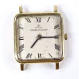 JAEGER LECOULTRE - a Vintage 18ct gold mechanical wristwatch head, ref. 9028, silvered dial with