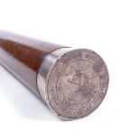 A 19th century Indian mahogany and silver-mounted presentation cylinder for a scroll, the end caps