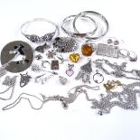 Various silver and stone set jewellery, including amber ring, bangles etc, 245g gross Lot sold as