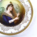 A Rosenthal porcelain plate with hand painted design of a harp player, diameter 25cm Perfect