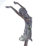 A Coline, patinated bronze figure of a dancing girl, signed on the base, lacking original plinth,