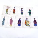 A group of 9 miniature Chinese watercolours on rice paper, 11cm x 7cm Minor foxing