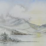 Neil Tonge, watercolour lake scene, 14" x 20", framed Good condition