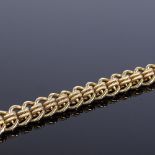 A heavy 9ct gold rope-link bracelet, textured and polished links, length 17cm, 37.2g Very good