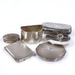 Various silverware, including curved cigarette case, matchbox case, napkin ring etc, 7.1oz total (6)