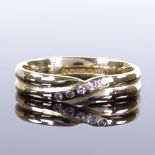 A 9ct gold 5-stone diamond band ring, total diamond content approx 0.05ct, maker's marks B and N,