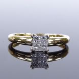 An 18ct gold Princess-cut diamond cluster ring, total diamond content approx 0.4ct, maker's marks