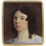 19th century oil on canvas, head and shoulders portrait of a girl, bearing signature, 11.5" x 10.5",