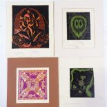 A group of 1970s linocut prints, signed in pencil (4)