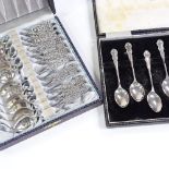 A set of 12 Pentti Sarpaneva Finnish silver coffee spoons, brutalist abstract handles, and a set