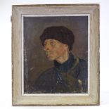 Russian School, oil on canvas, portrait of a man, unsigned, 22" x 18", framed Some paint flaking, no