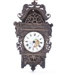 An 18th/19th century Dutch miniature silver clock, painted enamel dial with Roman numeral hour