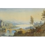 Attributed to J M W Turner (1775 - 1851), watercolour, banks of the River Tiber, circa 1819,