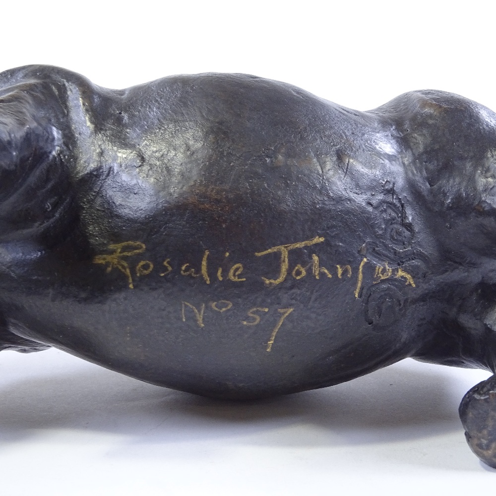 Rosalie Johnson, cold cast bronze, Grazing Hippo, limited edition no. 57/150, signed, length 30cm, - Image 3 of 4