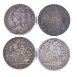 4 Victorian silver crowns