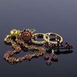 Various jewellery, including a Hermann Siersbol vermeil silver and garnet ring, flat-top garnet