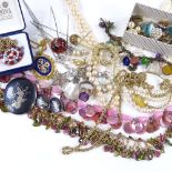 Various silver and costume jewellery, including silver amethyst ring, etc. Lot sold as seen unless