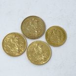 3 gold sovereigns, 1914, 1889 and 1907, and a 1915 gold half sovereign (4)
