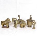 Various Oriental cast-brass figurines and animals, largest height 12cm