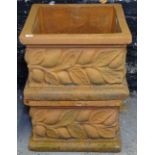 A pair of square terracotta planters, W38cm