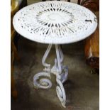 A painted cast-iron garden table, W56cm