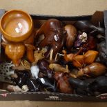 A large quantity of elephant figures, including carved wood, carved and polished hardstone etc