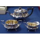 A silver plated 3-piece tea set of shaped form