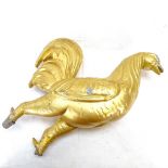 A gilded Charringtons concrete cockerel sculpture, height 35cm