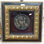 After Edward Wyon, plaster roundel sculpture, mythological scene, gilt-frame, frame height 44cm