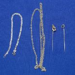 A group of gold jewellery, to include a 9ct gold necklace and chain, a 9ct and seed pearl set