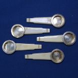 A set of 5 unusual silver-gilt and ivory-handled spoons