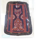 A 19th century Greek Sarakatsani folk embroidered woman's tablier dress fragment, framed, dress