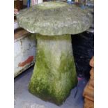 An Antique weathered stone staddle stone, W53cm, H75cm