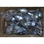 A box of mixed plated cutlery