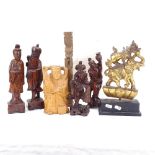 Various Oriental carvings and figures